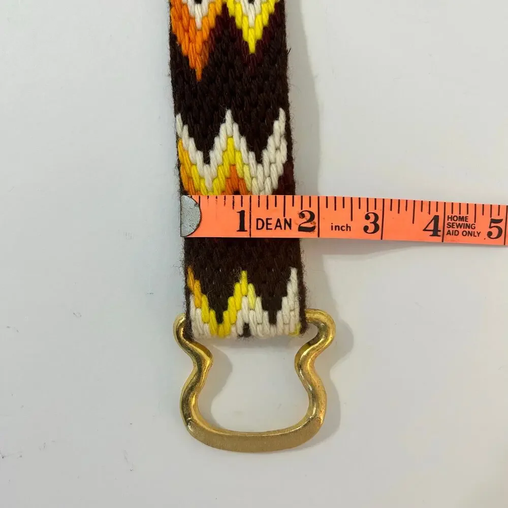 Woven Belt Vintage Gold Colorful Boho Yarn Tapestry Carpet Western Handmade FLAW